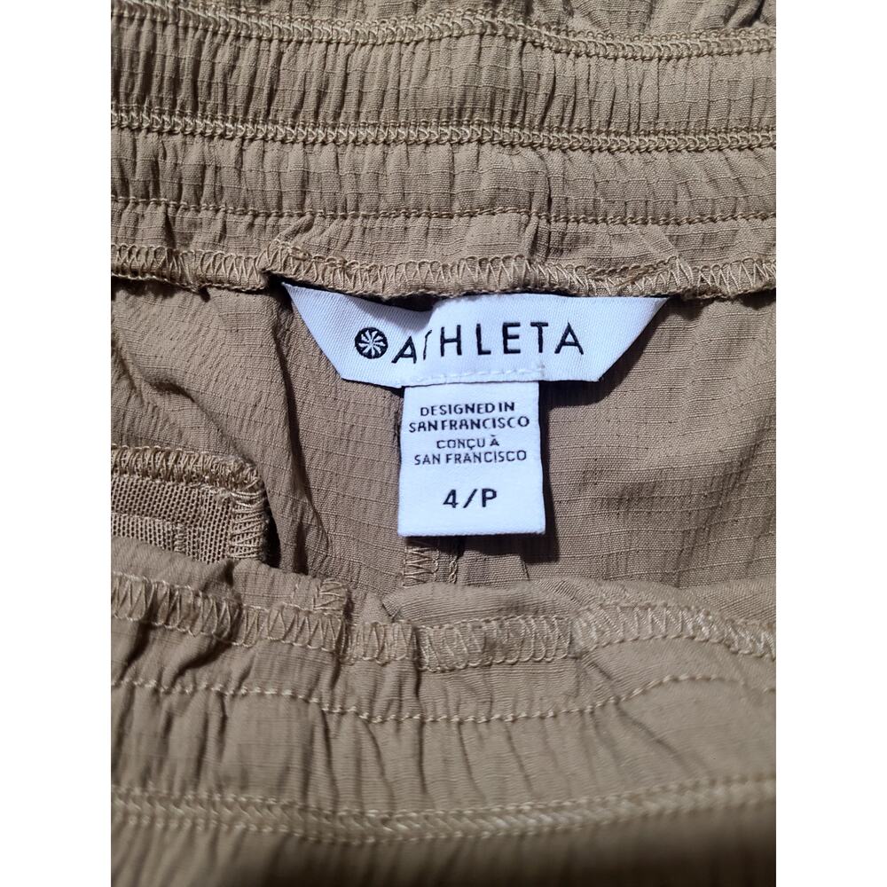 Athleta Trekkie Parachute Pant Tan Lightweight Travel Utility Pant Size 4 Petite - Picture 3 of 5